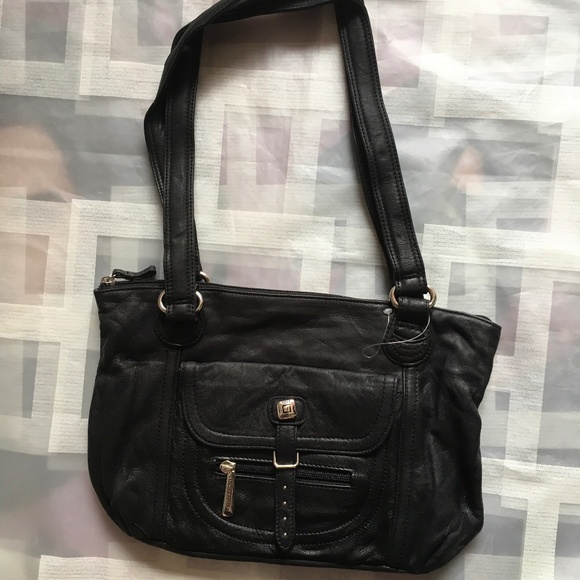 STONE MOUNTAIN Black Leather HOBO TOTE SHOULDER BAG Purse - Picture 13 of 14